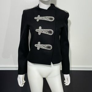 Alice + Olivia Military Wool Sequin Band Jacket